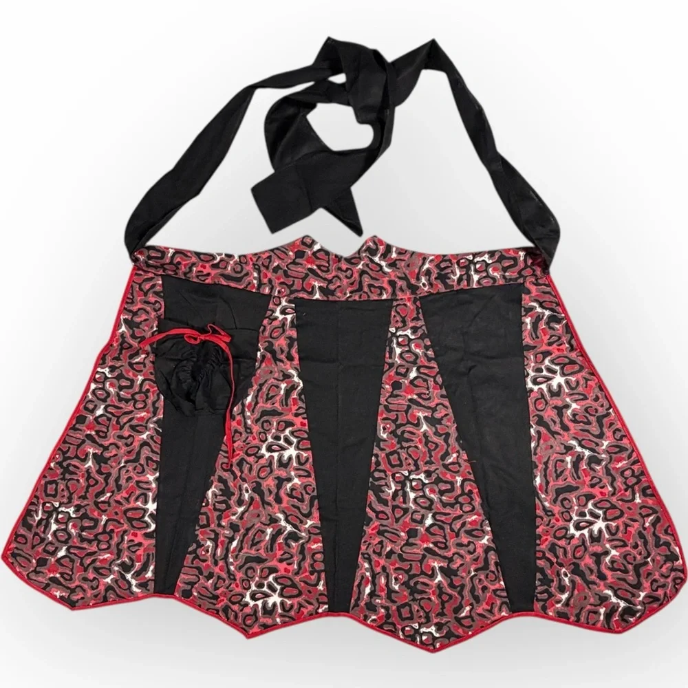 Retro Red and Black animal print Women's half Apron Goth Boop Sexy